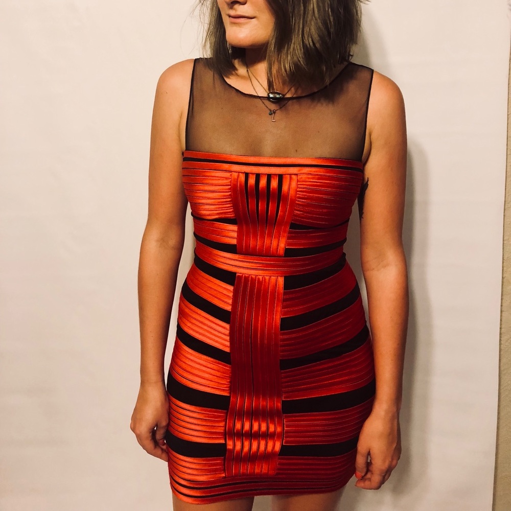 Bcbg black and red multi mini dress - Picture 1 of 2